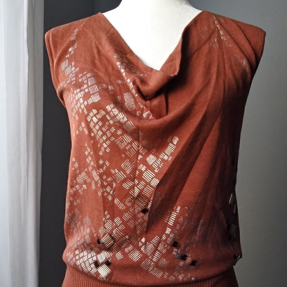 ETCETERA Cowell neck top silk blend